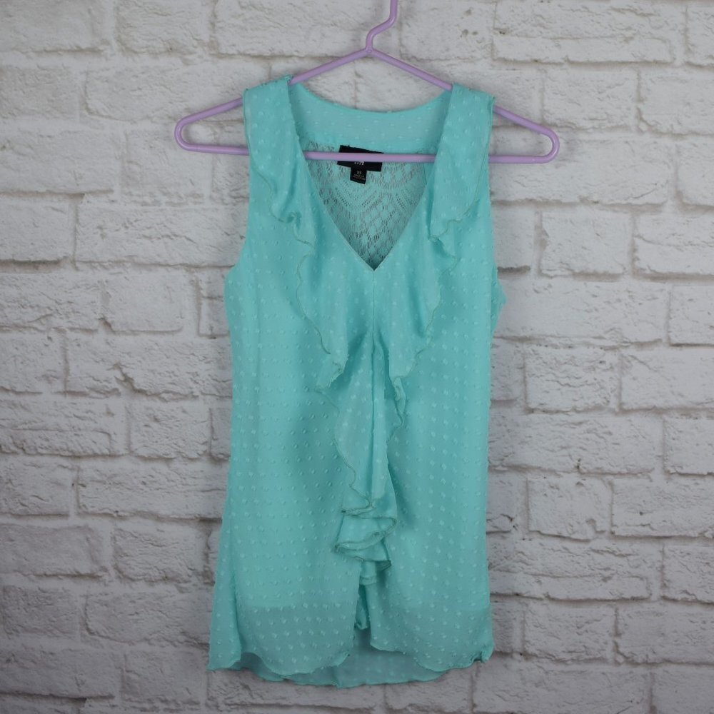 Clearance💎5/$25 IZ Byer Ruffle Neckline Mint Top Blouse